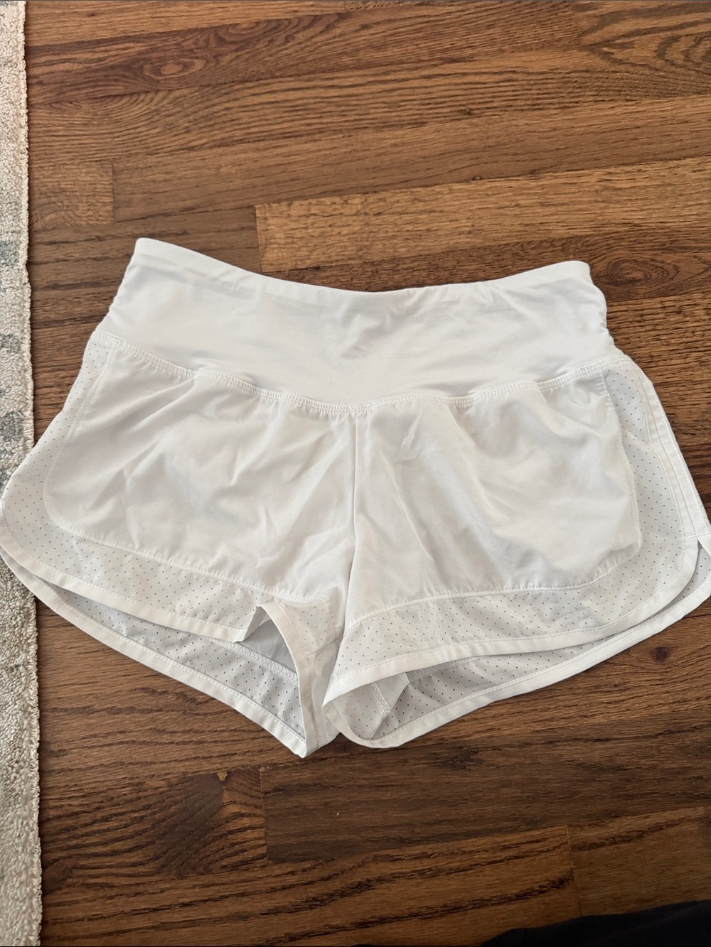 White Athletic Drawstring Layered Shorts